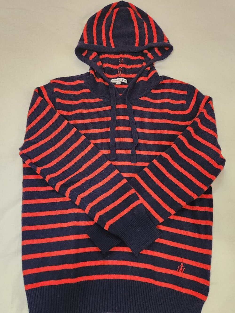 JW Anderson Uniqlo Men’s Wool Sweater Hoodie Striped Red and Blue Medium